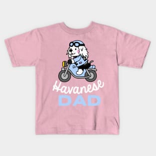 Havanese Dog Motorcycle Dog Owner Retro Funny Dog Kids T-Shirt